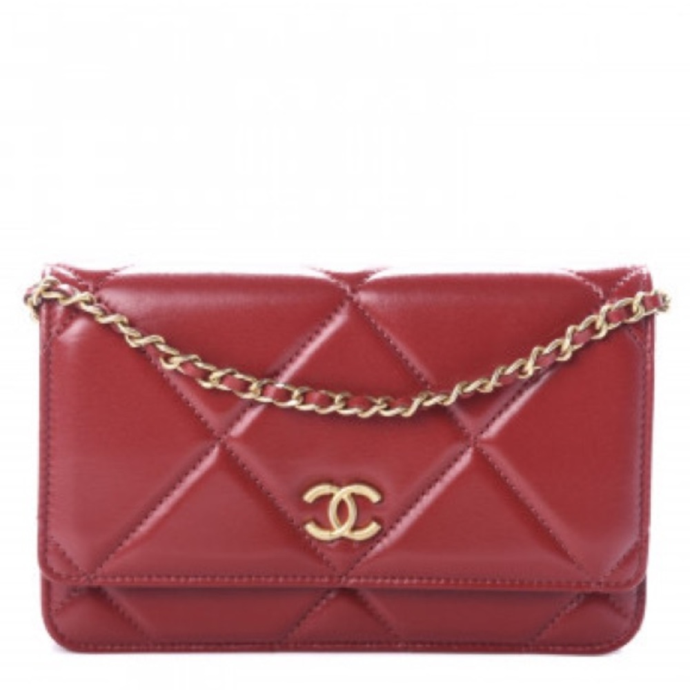 CHANEL
Lambskin Quilted Wallet On Chain WOC Red
